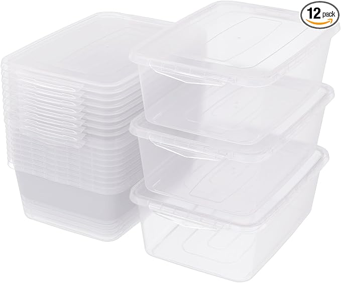 12 Packs Clear Storage Latching Boxes 16 Quart Plastic Storage Latching Bin with Lid