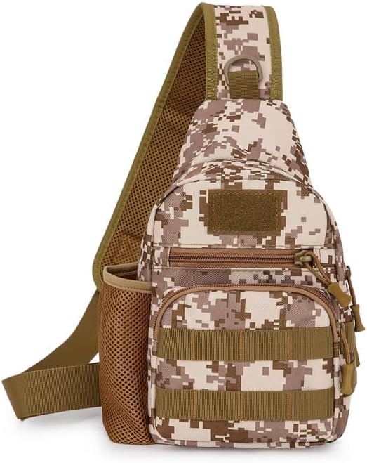 Sling Crossbody Backpack with Water Bottle Holder Chest Shoulder Backpack Sports Bag Leisure Waterproof Oxford Cloth Water Bottle Cell Phone Bag for Outdoor Travel 06