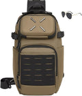 Military Tactical Sling BackpackDurable Crossbody Shoulder Bag for MenOutdoor Hiking Travel &amp Everyday Carry (brown)