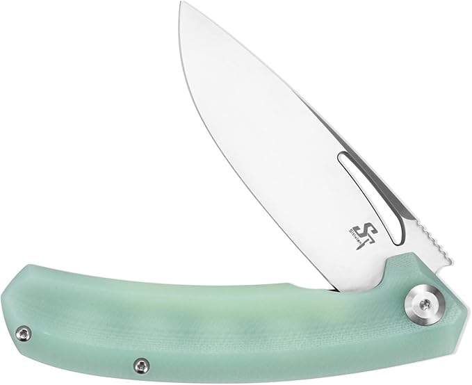 Sitivien ST119 Folding Knife D2 Steel Blade and G10 Handle EDC Tool Knife with Pocket Clip for Outdoor Camping Hiking Survival(Jade)