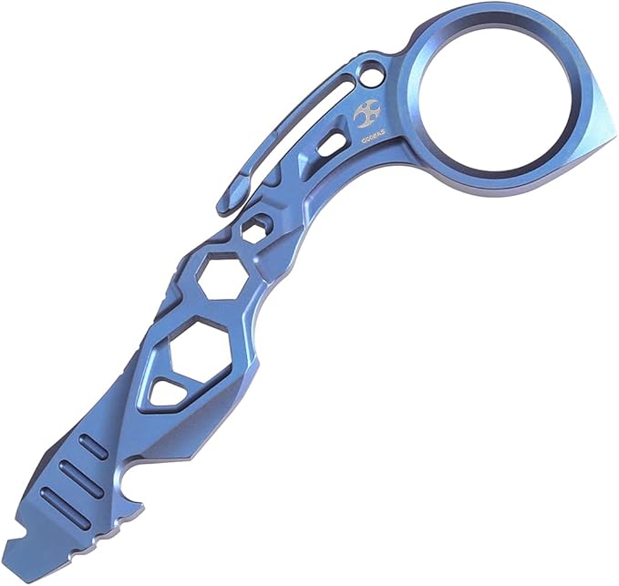KANSEPT PryMate Blue Anodized Titanium Pry Bar Multitool with Glass Breaker Bottle Opener Hex Bit Pocket Cilp for Your Versatile Companion for Everyday Carry and Camping Accessories G008A5