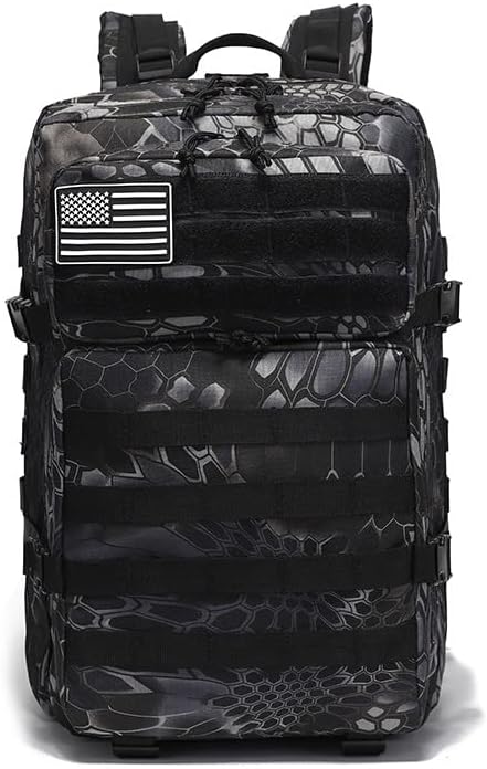 Men and Women 45L Outdoor Camouflage Backpack Capacity Hiking and Camping Bag Multi-functional Storage 3D Backpacks (Black2 45L)