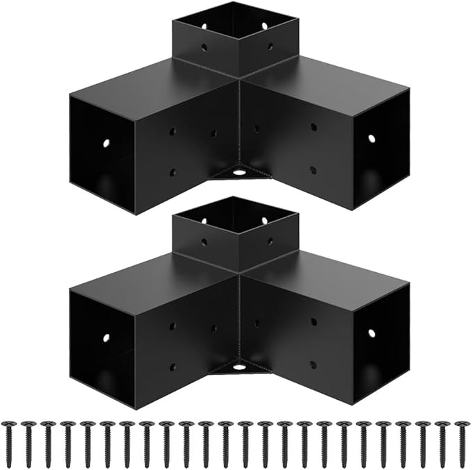 Pergola Kit for 4x4 Lumber Heavy Duty Pergola Brackets with 3-Way Corner Brackets DIY Gazebo Kit for Outdoor Patio Backyard Garden Fits Actual 3.6 x 3.6 Wood