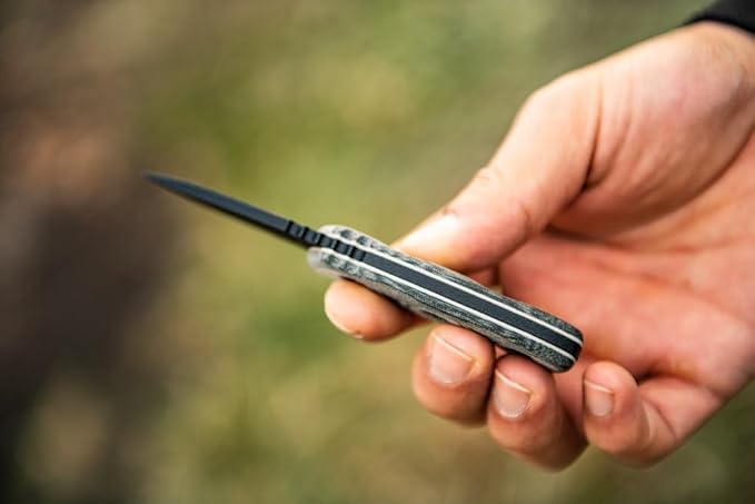 Tops Knives Ferret Full Tang Fixed Blade- Black Traction Coating Blade Finish- Black Kydex Sheath w/Neck Landyard