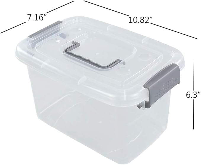 6-Pack Clear Plastic Latch Storage Box with Lid 5 L Clear Storage Latch Bin F