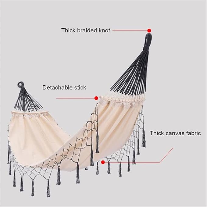 Portable Hammock Portable Tassel Hammock Anti-Rollover Camping Hammock Swing Bed for Outdoor for Backpacking Beach