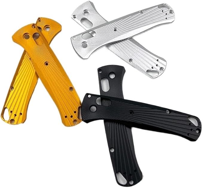 1 Pair Aluminum Alloy Scales in Black Fits for Bugout 535 Non-slip Custom Blank Handle Patch Replacement