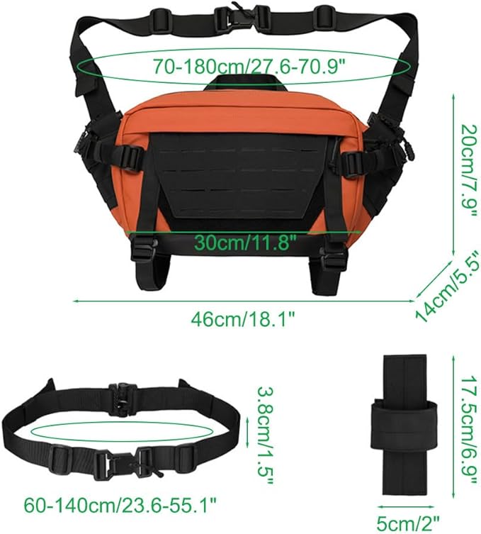 MiOYOOW Tactical Sling Backpack Outdoor Waist Bag Waterproof Crossbody Bag with Concealed Pocket for Hunting Fishing Hiking