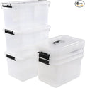 12 Quart Plastic Storage Bin with Lid Clear Latch Box 6 Packs