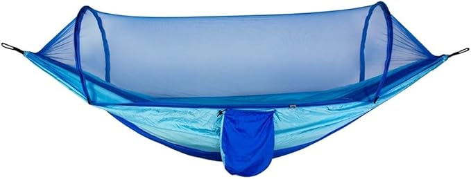 Portable Hammock Portable Camping Hammock Swing Bed Patio Hammocks with Net Carabiners for Outdoor Beach Garden Backyard for Backpacking Beach (Color : Blue1)