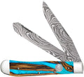 WHISKEY BENT HAT CO. Traditional Trapper Folding Pocket Knife 4.125 Closed Length 440C Stainless Steel Blades (Spring Branch - Damascus Blades)