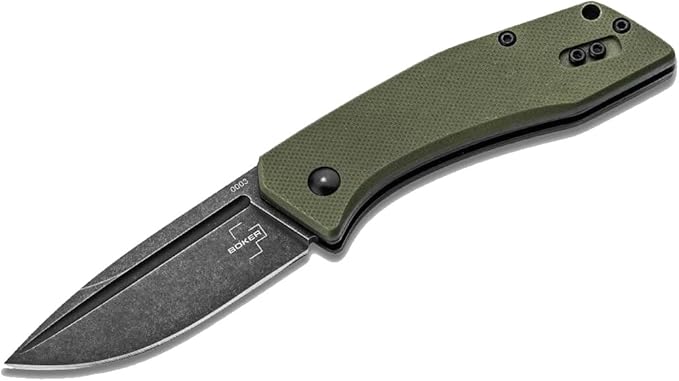 BÖKER PLUS® Worldwide 2.0 Pocket Knife - legal EDC two-handed folding knife with clip - slipjoint - G10 handle green - drop point - black blade - professional outdoor