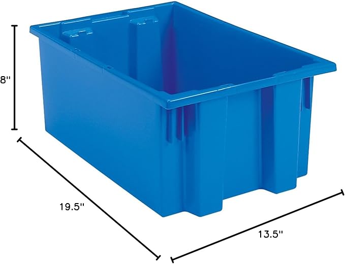 Akro-Mils 35200 Nest and Stack Plastic Storage Container and Distribution Tote (19-1/2-Inch L x 13-1/2-Inch W x 8-Inch H) Blue (6-Pack)