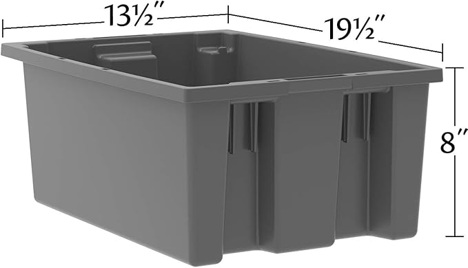 Akro-Mils 35200 Nest and Stack Plastic Storage Container and Distribution Tote (19-1/2-Inch L x 13-1/2-Inch W x 8-Inch H) Blue (6-Pack)
