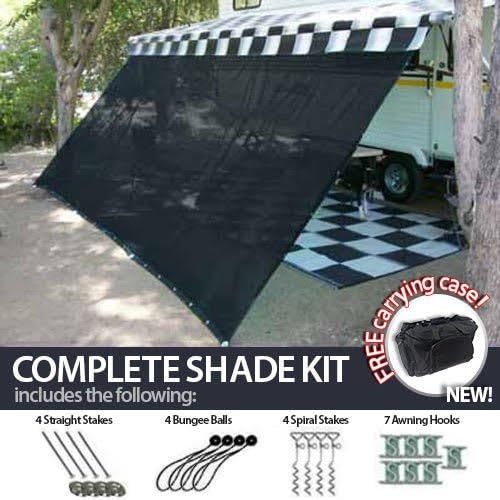 10' x 20' RV Awning Shade Net (Black) Complete Kit with Carry Bag Canopy Shelter Screen Panel and Awning Maintenance Manual Motor Home Trailer