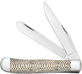 Case XX WR POCKET KNIFE SNAKESKIN 3D NATURAL BONE TRAPPER 4 1/8 INCHES CLOSED ITEM #2067600
