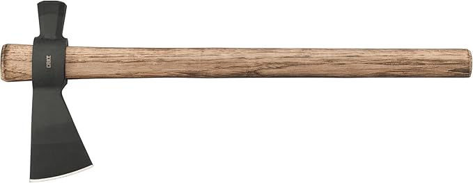 CRKT Chogan Hammer T-Hawk: Outdoor Camping Axe with Hammer Poll Forged Carbon Steel Head Tennessee Hickory Wooden Handle 2724