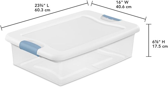 Sterilite 24-Pack Latching Box Under Bed Storage Bins with Lids Clear Plastic 32 Quart - Heavy-Duty Organizing Containers for Closet Bathroom and Office