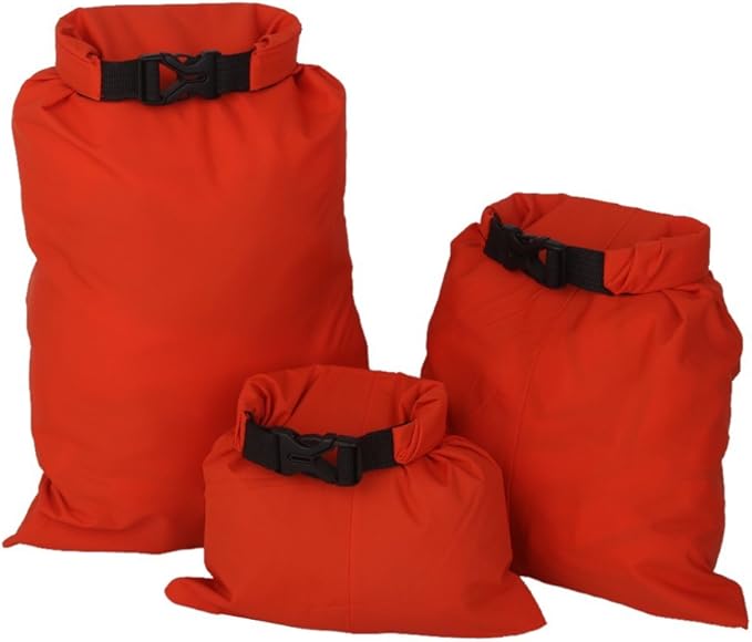 3Pcs Waterproof Dry Storage Bag Pouch Canoeing Rafting Camping Orange