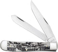 Case XX WR POCKET KNIFE TRAPPER - DESERT STORM - EMBELLISHED SMOOTH NATURAL BONE ITEM 50953 LENGTH CLOSED 4 1/8 INCH (6254 SS)
