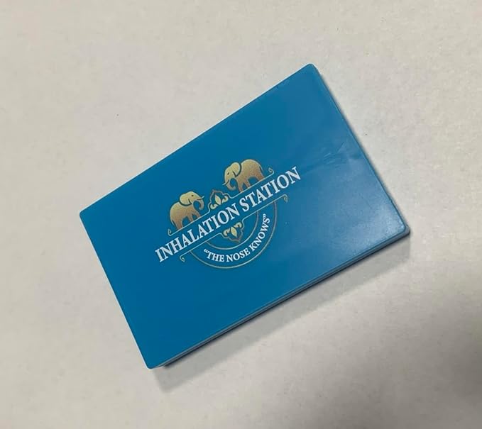 Inhalation Station Turquoise Blue 7 Slot Snuff Storage Box w/Built in Slim 3 Metal Straw Portable Travel Case