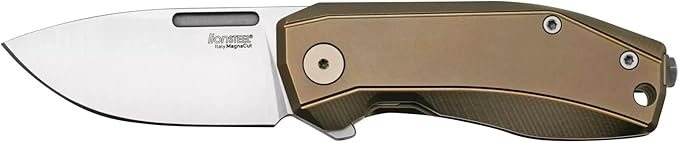 LionSTEEL NANO Titanium Frame Lock Folding Pocket Knife Magnacut Steel Blade Solid Handle Construction Drop Point Made in Italy (Bronze Titanium)