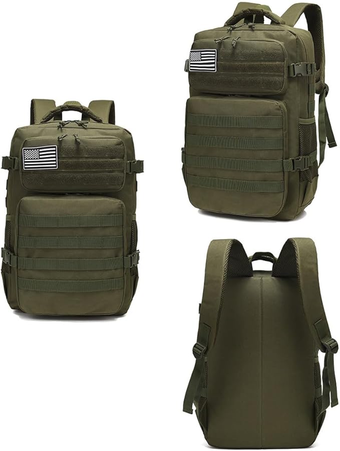 35L Military Tactical Backpacks Molle Army Assault Pack 3 Day Bug Out Bag Hiking Treeking Rucksack (Military Green)