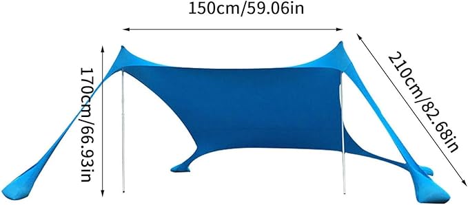 Outdoor Beach Tent Sun Shelter Camping Shades Tents Windproof One-Piece Beach Canopy Tents UPF50+ Portable Family Tent