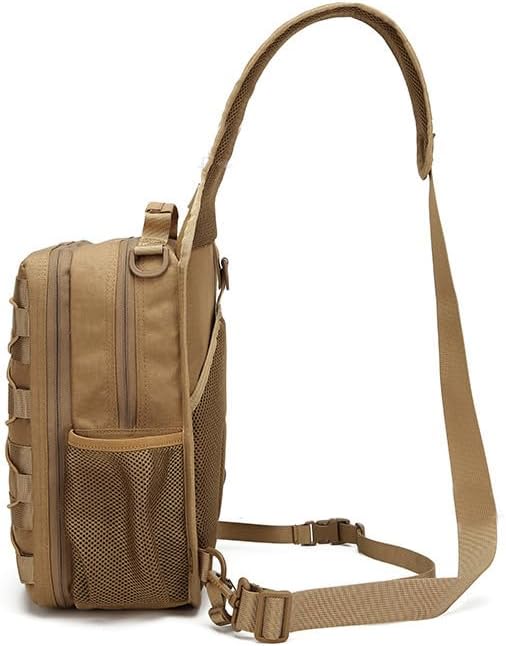 Outdoor Sports Hiking Sling Bag Shoulder Pack Camouflage Tactical Molle Chest Bag - Tan