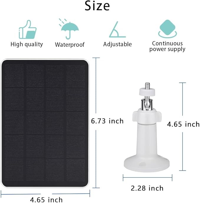 2 Pack Solar Panel Compatible with WYZE Battery Cam Pro EufyCam 2C/2C Pro 4W 5V Solar Panel with 10ft Micro USB Charging Cable for Outdoor Battery Camera Tpye C Adapter Adjustable Wall Mount