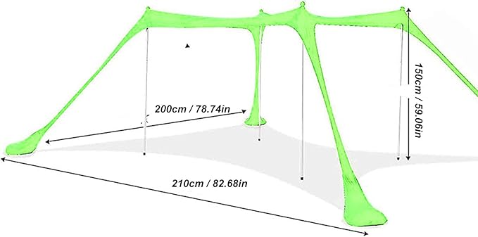 Dpofirs Tall Beach Sun Shelter UPF50+ Pop Up Canopy with 4 Iron Poles &amp 8 Stakes Spacious 8-Person WindResistant Tent for Camping Fishing Family Gatherings (Green)