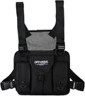 Waterproof Oxford Cloth Chest Pack Training Tactical Backpack Running Chest Pack Lightweight Reflective Vest Bag Unisex (Black)
