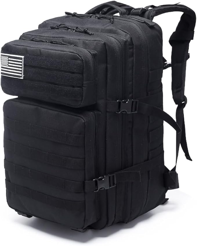 45L Military Tactical Backpacks Molle Army Assault Pack 3 Day Bug Out Bag Hiking Treeking Rucksack (Black)