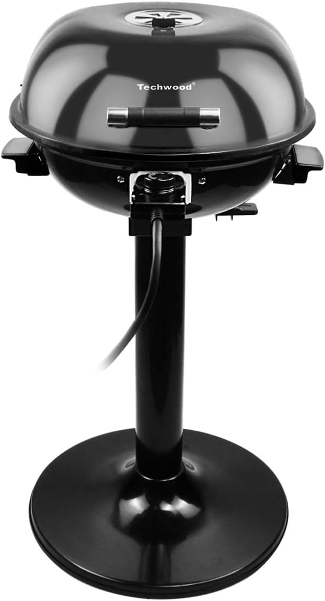 Techwood 1600W Indoor Outdoor Electric Grill Electric BBQ Grill Portable Removable Stand Grill Black