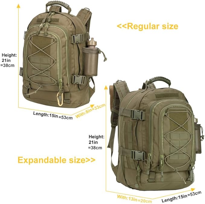Extra Large 60L Tactical Backpack for Men Women Outdoor Water Resistant Hiking Travel Laptop Bag(G)