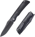 EDC Folding Knife - 3.46 14C28N Pocket Knife with G10 Handle with Pocket Clip &amp Steel Bolster for Man Outdoor Camping Knife for Hiking Fishing Survival- XUN123-BGB(PVD Blade)