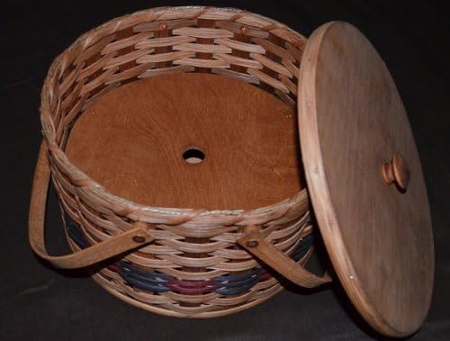 Round Double Pie Basket with Two Swivel Handles Divider Tray and Lid - Authentic and Collectible Basket Handmade in USA
