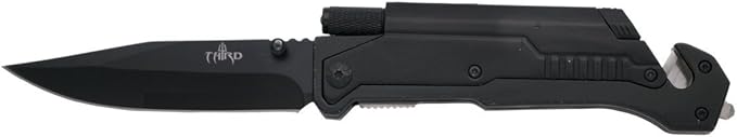 THIRD Rescue-Assisted Folding Knife 17576N Black Aluminium Handle 10.5 cm Black Stainless Steel Blade. with Clip and Presentation Box.