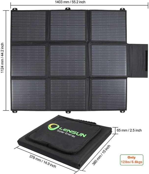 LensunSolar 200W 12V Portable Solar Panel Blanket with Anderson Connectors for Solar Generator Power Station Lightweight with 20A MPPT Charger Controller