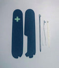 Replacement Covers For Victorinox Scales Plus 91mm Plastic Handles With Toothpick Tweezers And Ballpoint Pen Glowing Cross (Navy Blue)