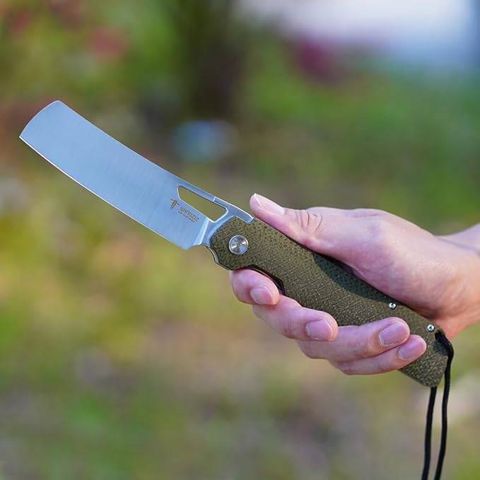 D2 Steel Pocket Knife Folding Chef Knife for ManMicarta Handle with Pocket Clip. 4.01 Camping Knife for Outdoor Cooking Fishing Hiking &amp EDC.59-60 HRC Satin Blade. XUN119A-JGMS