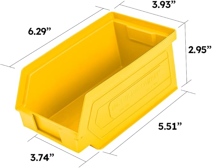 Plastic Storage Bins Hanging Stackable Storage Organizer Bin for Warehouses Workshops 7-Inch x 4-Inch x 3-Inch (Yellow 6-Pack)