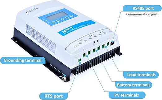 EPEVER MPPT Solar Charge Controller 40A 12/24/36/48V Auto Solar Panels Max PV 150V Common Negative Ground Solar Regulator LED &amp LCD Display for Gel Sealed Flooded Lithium Type (XTRA4415N)