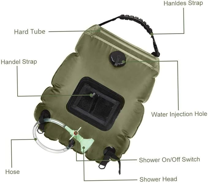 Camping Shower Bag with Temperature Display Solar Shower Bag for Hiking Travel