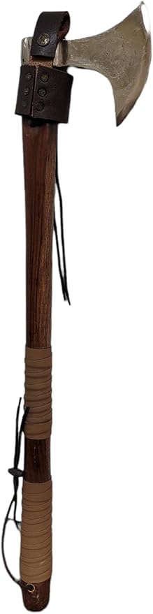 Two Handed Stainless Steel Bearded Viking Axe Solid Hardwood Haft Hatchet (Table Stand Sold Separate)