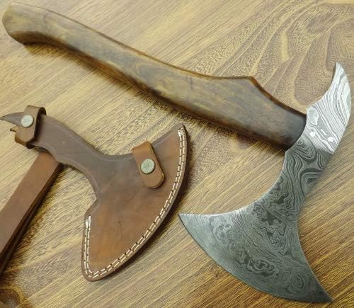 Axe Damascus Steel 20 Rose Wood Handle Axe/Hand Forged Woodsman Axe
