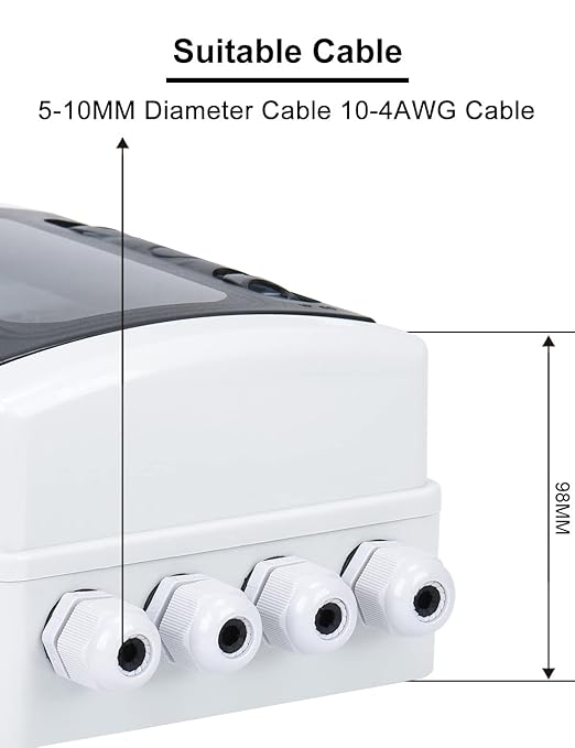 DIHOOL DC Circuit Breaker Box Cover 40 Amp Electrical Power Distribution Box 2 in 2 Out PV Solar Disconnect Switch