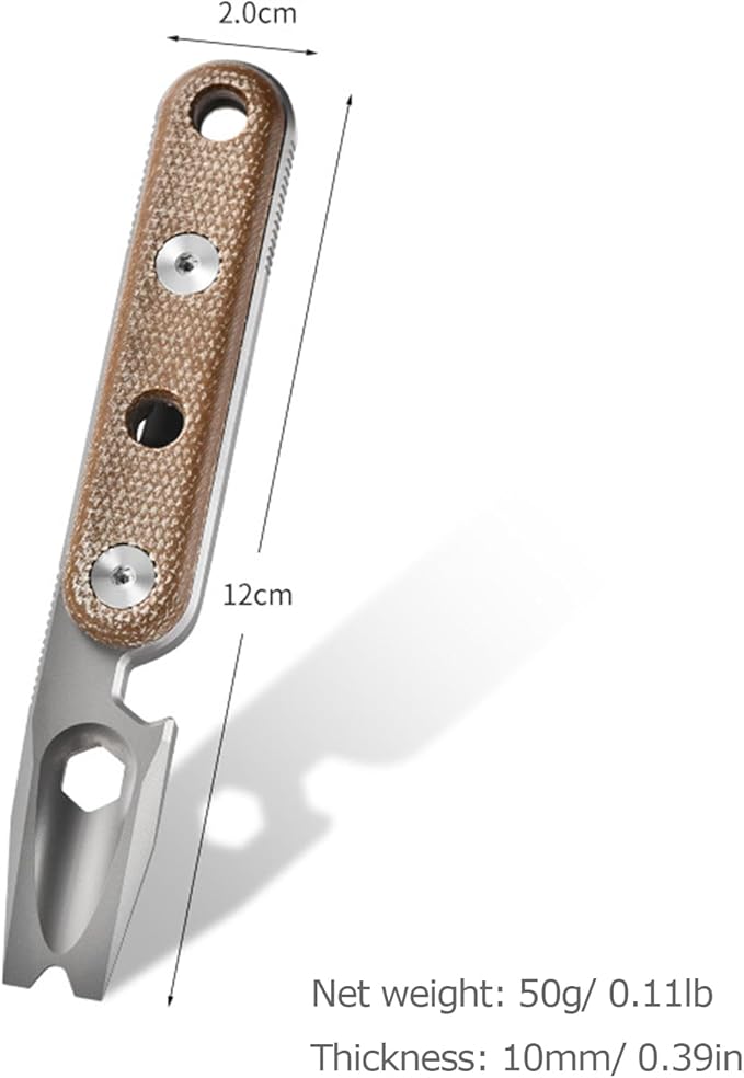 Hamans Pry Bar Multi Tool Titanium with Pocket Clip Multi Functions Bottle Opener Wrench Nail Puller 4.72“