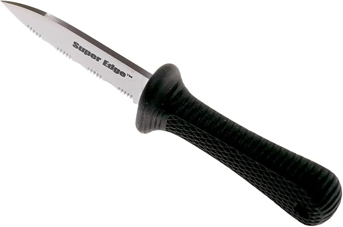 Cold Steel Super Edge 2 Durable Compact Japanese AUS8A Stainless Steel Fixed Blade Drop Point Outdoor Game Hunting Neck Knife Kray-Ex Handle Secure-Ex Sheath