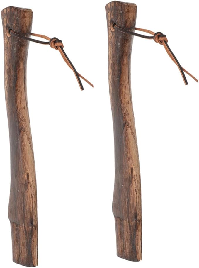 2pcs Ergonomic Wooden Axe Handle Replacement Solid Wood Grip for Mini Axe for Firewood Cutting Gardening Camping and Outdoor Activities